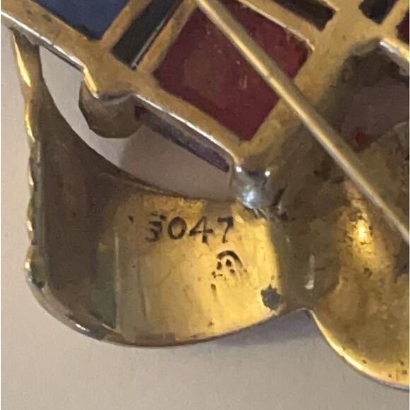 Vintage Rhinestones Mid-Century Brooch Gold-Tone Bow - Picture 7 of 10